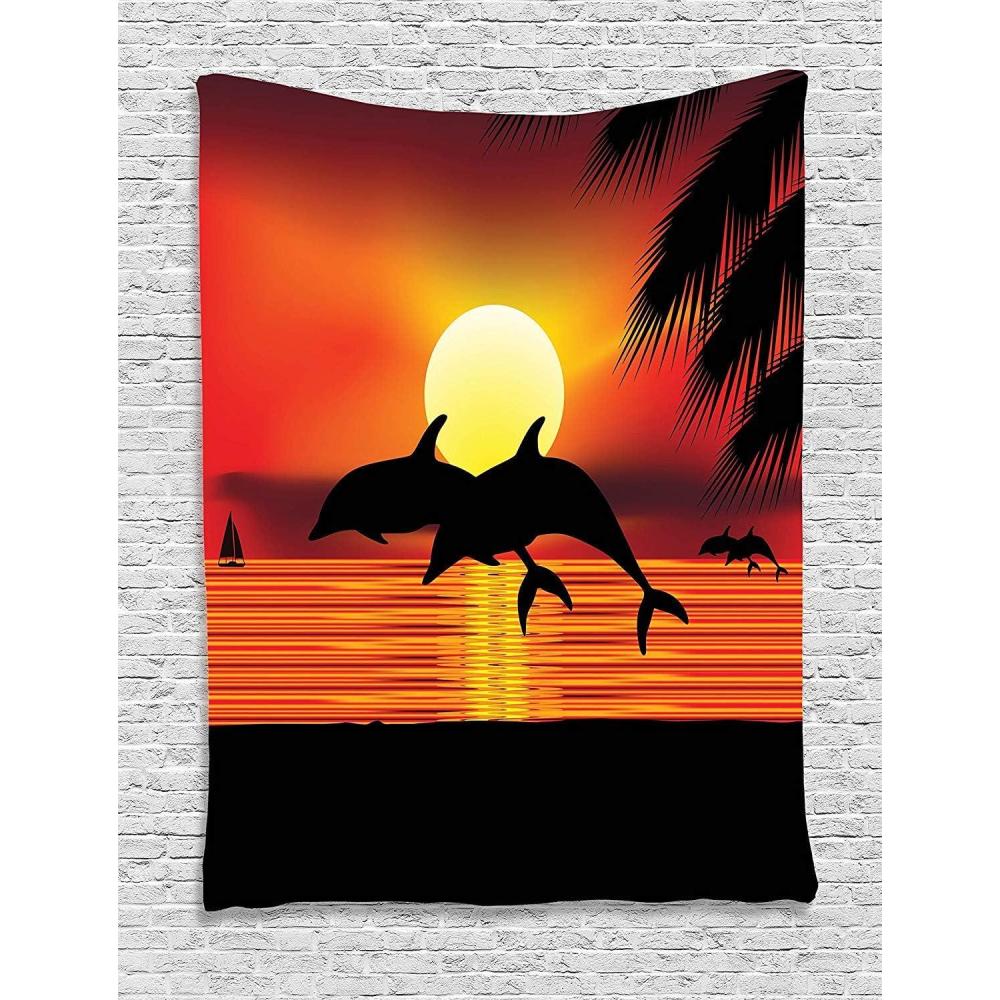 imageAmbesonne Cat Tapestry Cartoon Cat in Various Poses Sleepy Lying Dreaming Expression Comic Wall Hanging for Bedroom Living Room Dorm Decor 40 X 60 Turquoise ApricotOrange Black