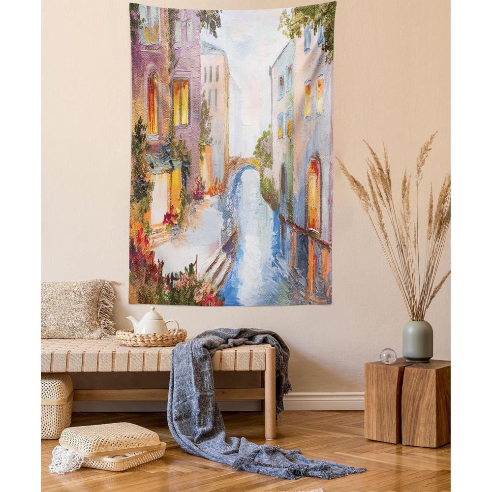 imageAmbesonne Cat Tapestry Cartoon Cat in Various Poses Sleepy Lying Dreaming Expression Comic Wall Hanging for Bedroom Living Room Dorm Decor 40 X 60 Turquoise ApricotOrange Ivory