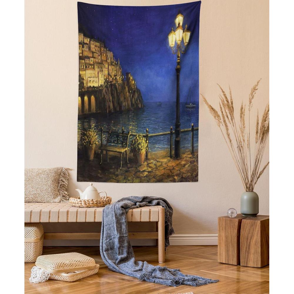 imageAmbesonne Cat Tapestry Cartoon Cat in Various Poses Sleepy Lying Dreaming Expression Comic Wall Hanging for Bedroom Living Room Dorm Decor 40 X 60 Turquoise ApricotBlue Brown