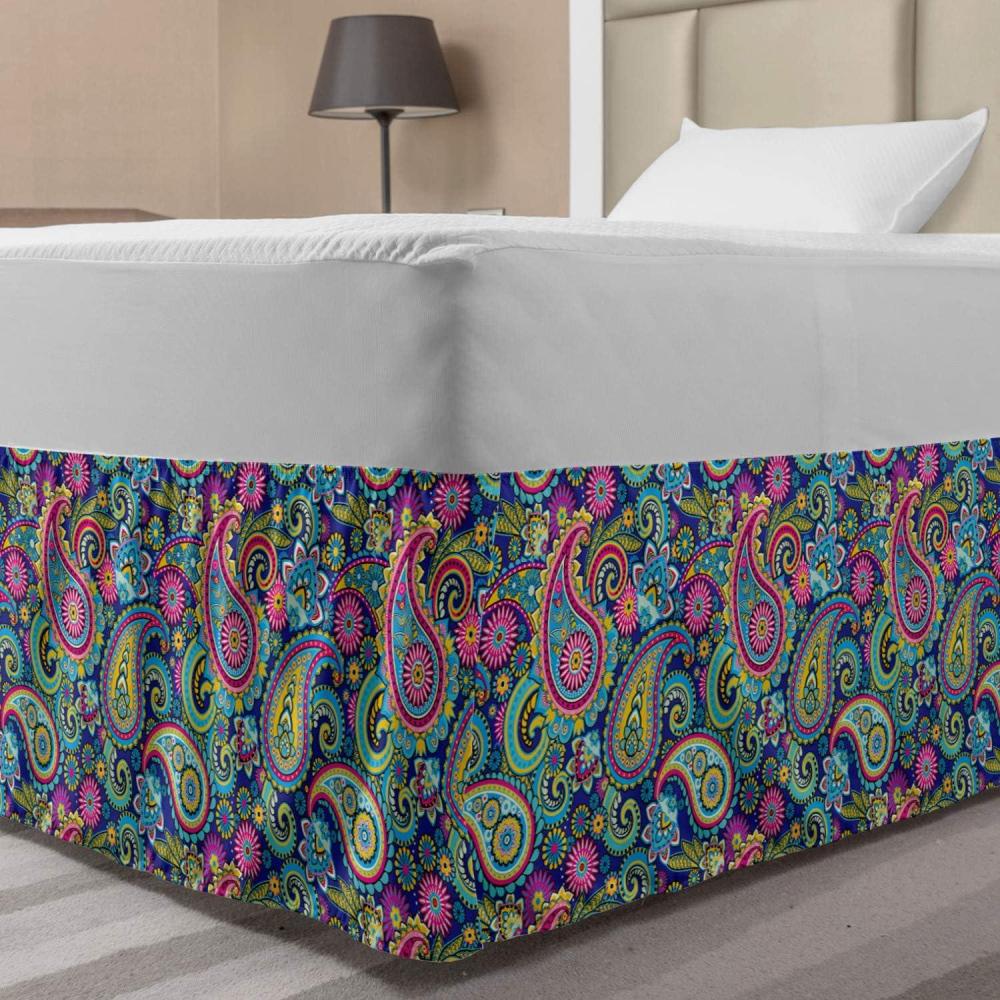 imageAmbesonne Strawberry Bed Skirt Continuous Cartoon Style Simplistic Summer Time Strawberries Art Elastic Bedskirt Dust Ruffle Wrap Around for Bedding Decor Full Rose Dark Pink and GreenPink Blue