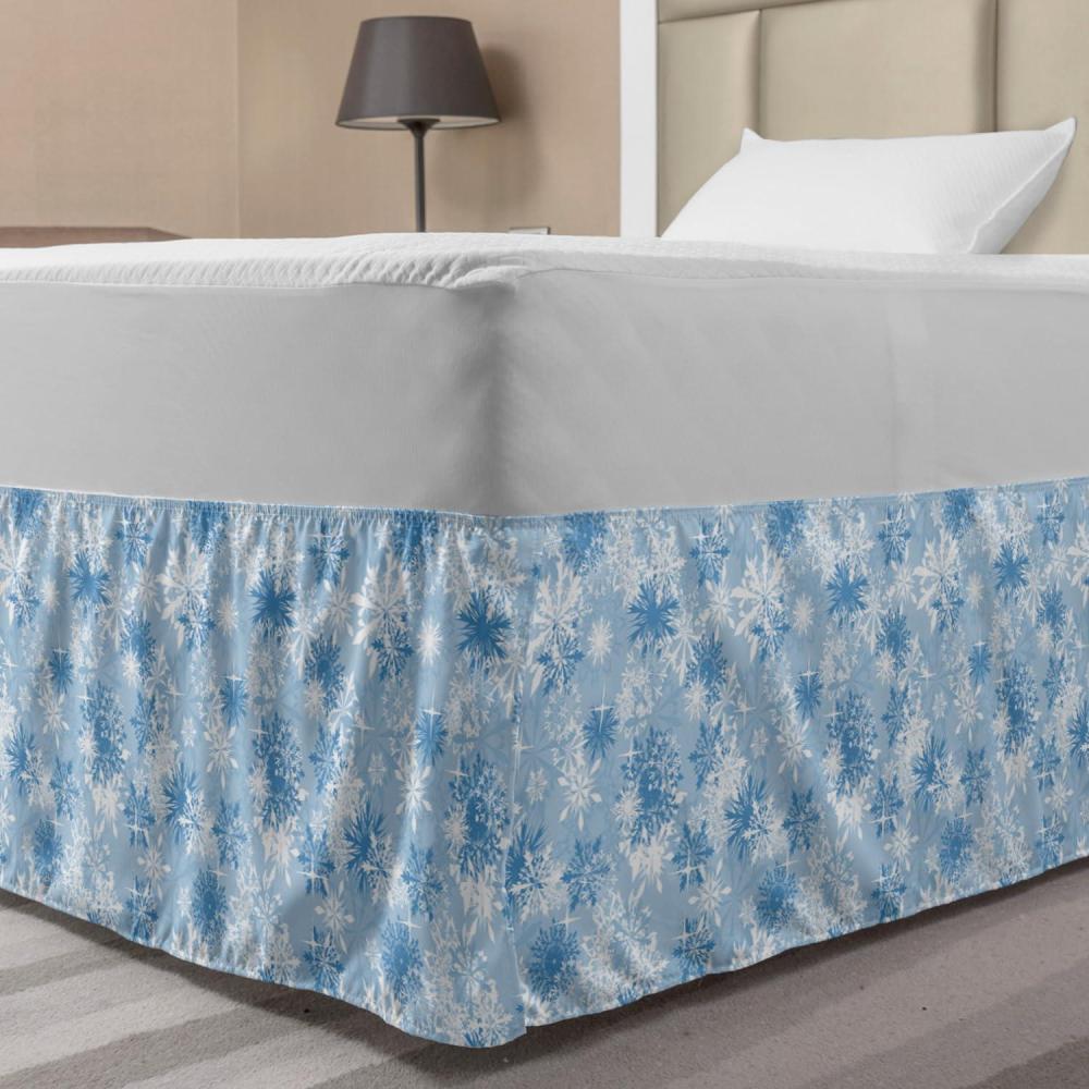 imageAmbesonne Strawberry Bed Skirt Continuous Cartoon Style Simplistic Summer Time Strawberries Art Elastic Bedskirt Dust Ruffle Wrap Around for Bedding Decor Full Rose Dark Pink and GreenPale Blue White
