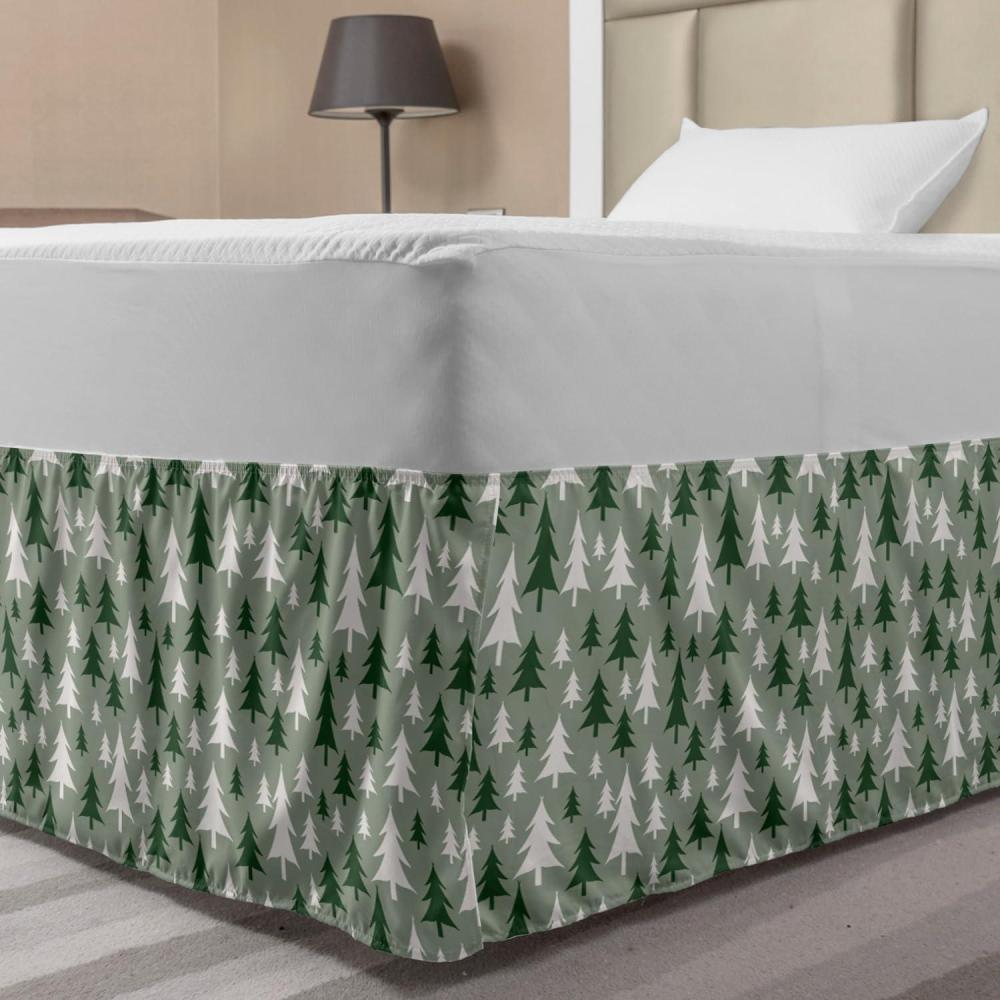 imageAmbesonne Strawberry Bed Skirt Continuous Cartoon Style Simplistic Summer Time Strawberries Art Elastic Bedskirt Dust Ruffle Wrap Around for Bedding Decor Full Rose Dark Pink and GreenReseda Green Green