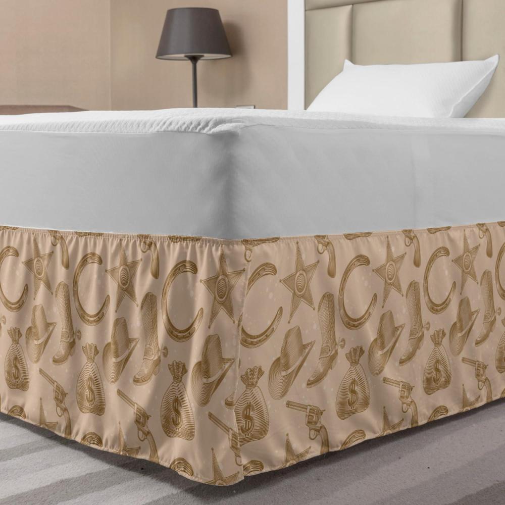 imageAmbesonne Strawberry Bed Skirt Continuous Cartoon Style Simplistic Summer Time Strawberries Art Elastic Bedskirt Dust Ruffle Wrap Around for Bedding Decor Full Rose Dark Pink and GreenTan Brown