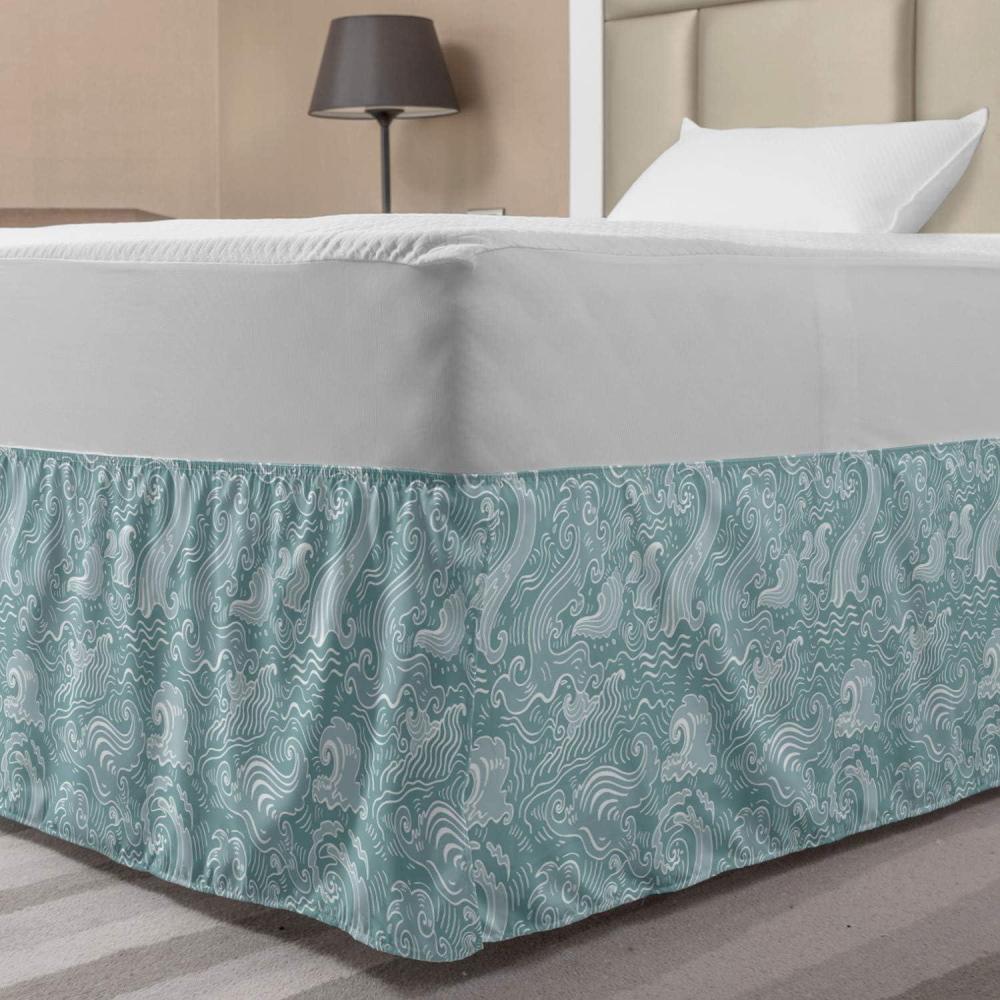 imageAmbesonne Strawberry Bed Skirt Continuous Cartoon Style Simplistic Summer Time Strawberries Art Elastic Bedskirt Dust Ruffle Wrap Around for Bedding Decor Full Rose Dark Pink and GreenTeal Cadet Blue