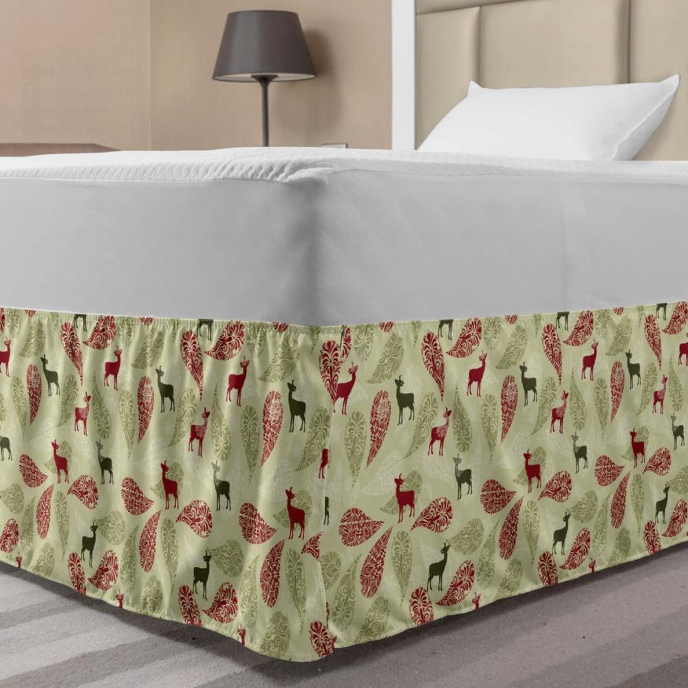 imageAmbesonne Strawberry Bed Skirt Continuous Cartoon Style Simplistic Summer Time Strawberries Art Elastic Bedskirt Dust Ruffle Wrap Around for Bedding Decor Full Rose Dark Pink and GreenOlive Green Pale Green