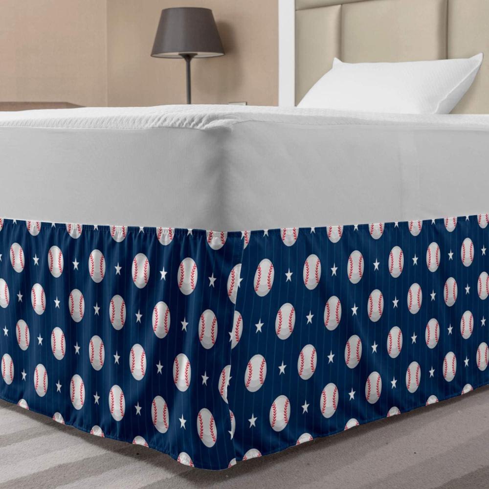 imageAmbesonne Strawberry Bed Skirt Continuous Cartoon Style Simplistic Summer Time Strawberries Art Elastic Bedskirt Dust Ruffle Wrap Around for Bedding Decor Full Rose Dark Pink and GreenNight Blue Red White