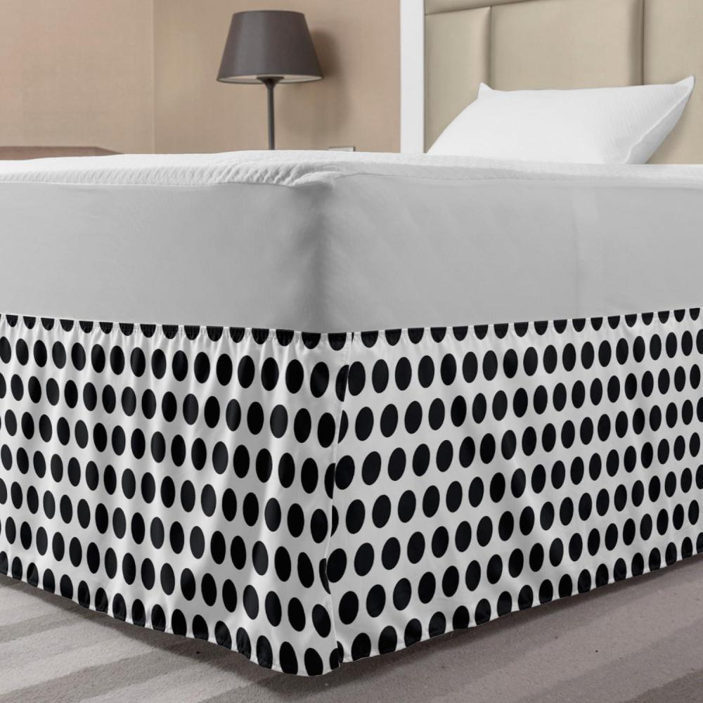 imageAmbesonne Strawberry Bed Skirt Continuous Cartoon Style Simplistic Summer Time Strawberries Art Elastic Bedskirt Dust Ruffle Wrap Around for Bedding Decor Full Rose Dark Pink and GreenBlack and White