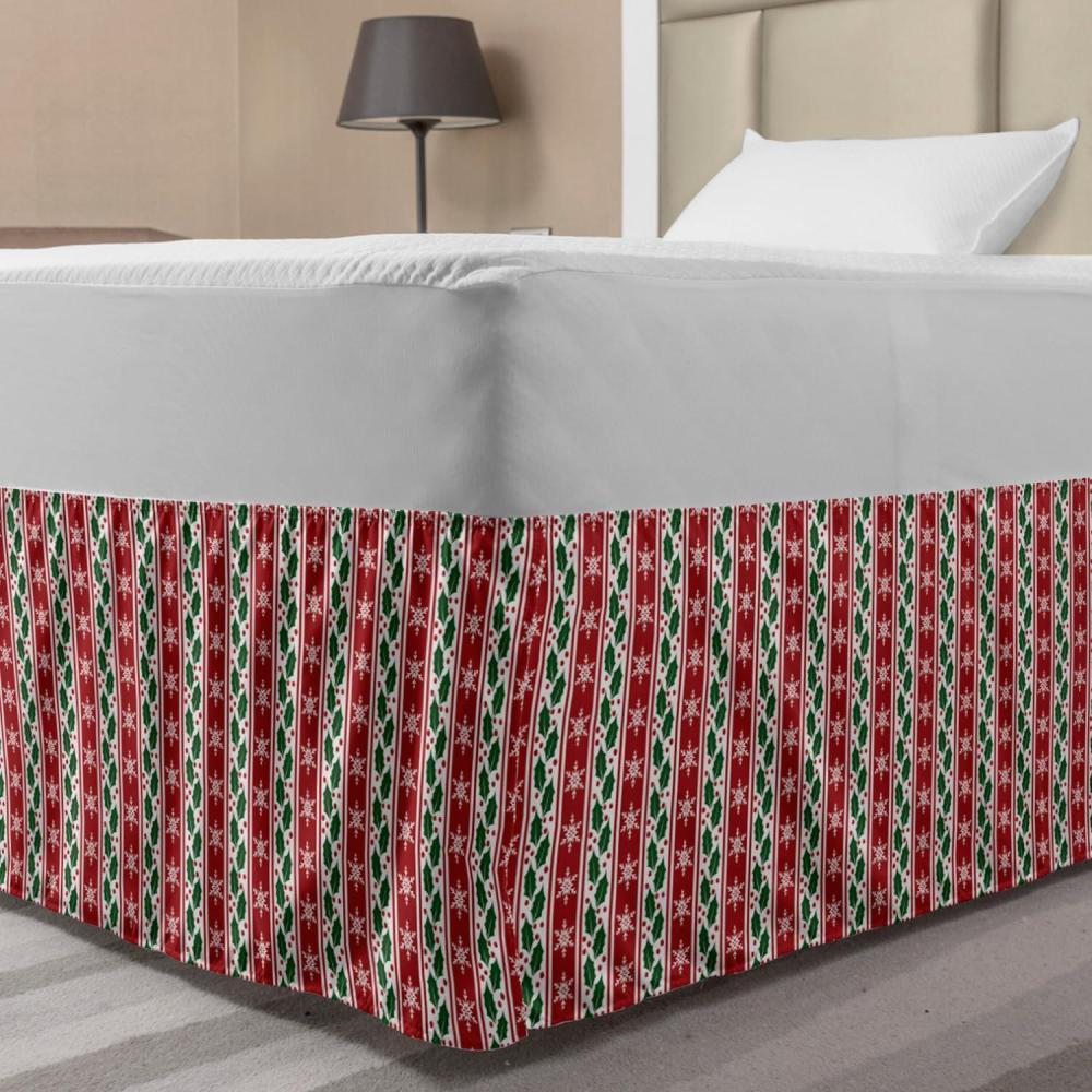 imageAmbesonne Strawberry Bed Skirt Continuous Cartoon Style Simplistic Summer Time Strawberries Art Elastic Bedskirt Dust Ruffle Wrap Around for Bedding Decor Full Rose Dark Pink and GreenRuby Fern Green