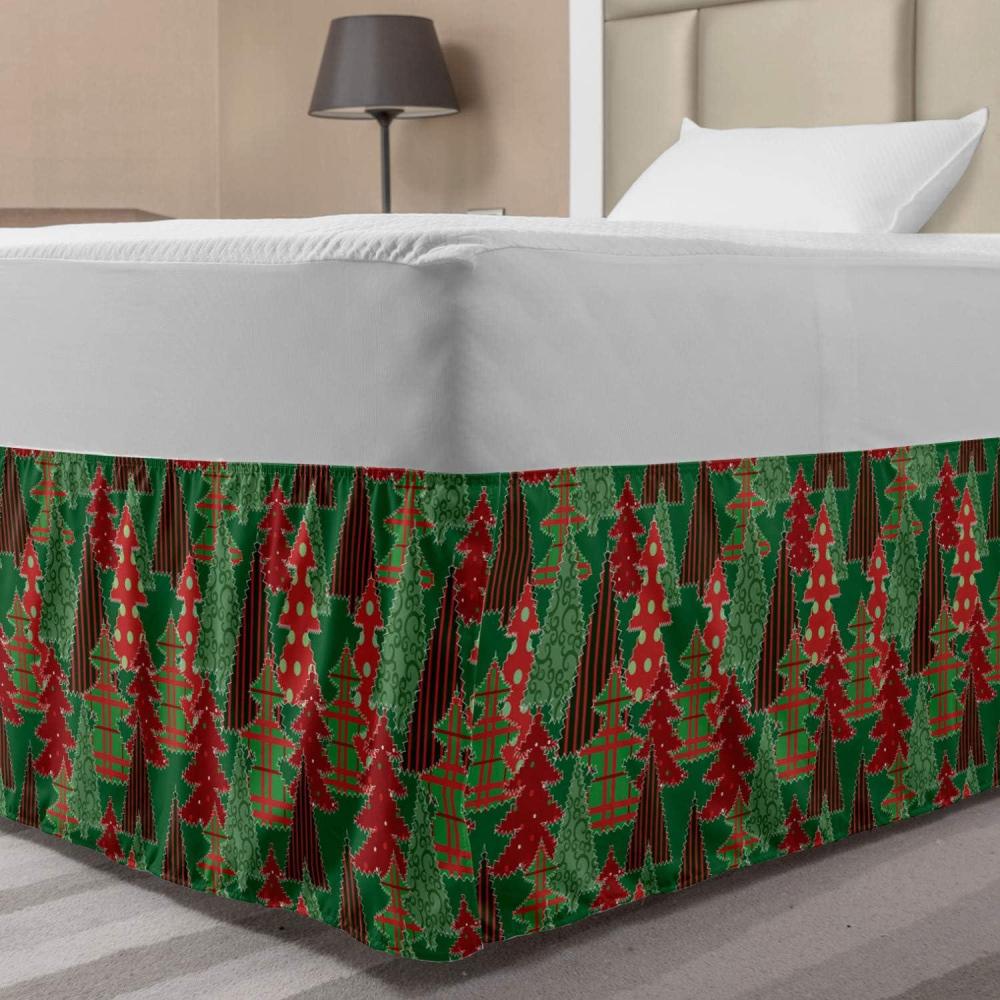 imageAmbesonne Strawberry Bed Skirt Continuous Cartoon Style Simplistic Summer Time Strawberries Art Elastic Bedskirt Dust Ruffle Wrap Around for Bedding Decor Full Rose Dark Pink and GreenDark Coral Dark Green