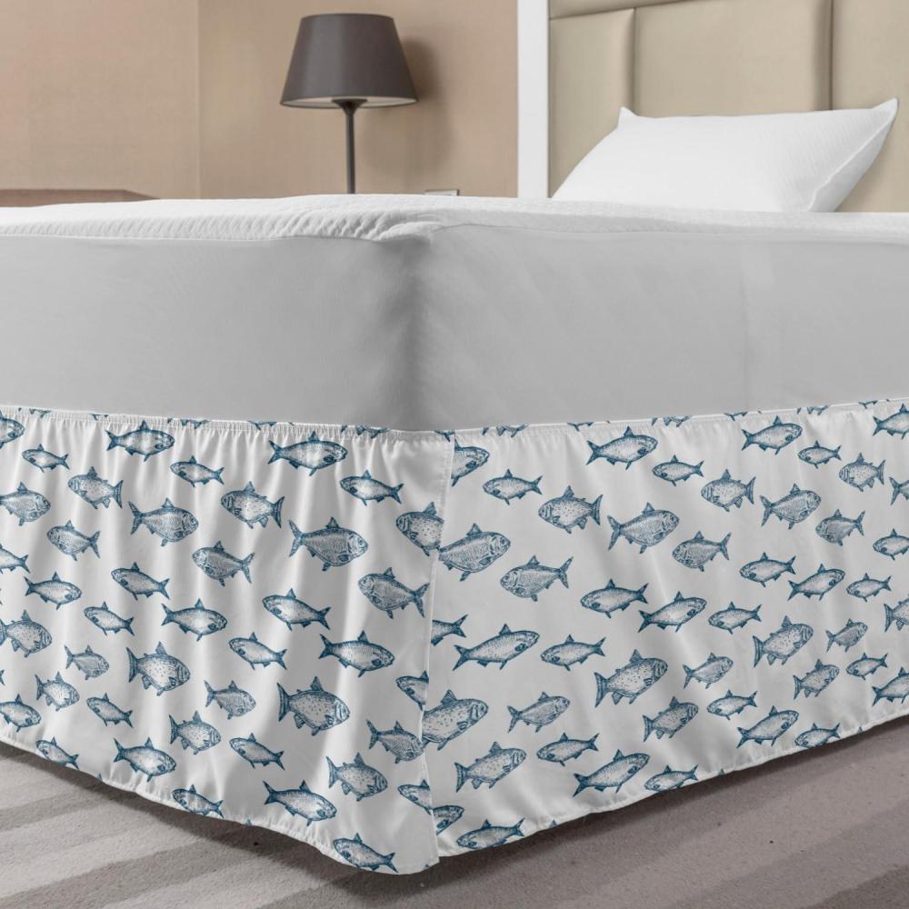 imageAmbesonne Strawberry Bed Skirt Continuous Cartoon Style Simplistic Summer Time Strawberries Art Elastic Bedskirt Dust Ruffle Wrap Around for Bedding Decor Full Rose Dark Pink and GreenSlate Blue White