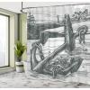 Ambesonne Alice in Wonderland Shower Curtain, White Rabbit is Talking Fictional Fantasy and Alice Themed Print, Cloth Fabric Bathroom Decor Set with Hooks, 69″ W x 70″ L, White Blue Black(Black Grey)