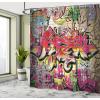 Ambesonne Alice in Wonderland Shower Curtain, White Rabbit is Talking Fictional Fantasy and Alice Themed Print, Cloth Fabric Bathroom Decor Set with Hooks, 69″ W x 70″ L, White Blue Black(Soft Red)