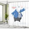 Ambesonne Alice in Wonderland Shower Curtain, White Rabbit is Talking Fictional Fantasy and Alice Themed Print, Cloth Fabric Bathroom Decor Set with Hooks, 69″ W x 70″ L, White Blue Black(White Blue Black)