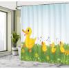 Ambesonne Animal Shower Curtain, Colorful Design Savannah Themed Cartoon Animals Image Art Forest Woodland Print, Cloth Fabric Bathroom Decor Set with Hooks, 69″ W x 84″ L, Multicolor Sky Blue(Pale Blue Mustard)