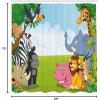 Ambesonne Animal Shower Curtain, Colorful Design Savannah Themed Cartoon Animals Image Art Forest Woodland Print, Cloth Fabric Bathroom Decor Set with Hooks, 69″ W x 84″ L, Multicolor Sky Blue(Multicolor Sky Blue)