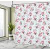 Ambesonne Animal Shower Curtain, Colorful Design Savannah Themed Cartoon Animals Image Art Forest Woodland Print, Cloth Fabric Bathroom Decor Set with Hooks, 69″ W x 84″ L, Multicolor Sky Blue(Almond Green Pale Pink)