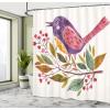 Ambesonne Animal Shower Curtain, Colorful Design Savannah Themed Cartoon Animals Image Art Forest Woodland Print, Cloth Fabric Bathroom Decor Set with Hooks, 69″ W x 84″ L, Multicolor Sky Blue(Apple Green)