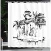 Ambesonne Animal Shower Curtain, Colorful Design Savannah Themed Cartoon Animals Image Art Forest Woodland Print, Cloth Fabric Bathroom Decor Set with Hooks, 69″ W x 84″ L, Multicolor Sky Blue(Black and White)