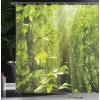 Ambesonne Animal Shower Curtain, Colorful Design Savannah Themed Cartoon Animals Image Art Forest Woodland Print, Cloth Fabric Bathroom Decor Set with Hooks, 69″ W x 84″ L, Multicolor Sky Blue(Lime Green Brown)