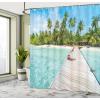 Ambesonne Animal Shower Curtain, Colorful Design Savannah Themed Cartoon Animals Image Art Forest Woodland Print, Cloth Fabric Bathroom Decor Set with Hooks, 69″ W x 84″ L, Multicolor Sky Blue(Fern Green)