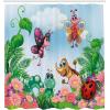 Ambesonne Animal Shower Curtain, Colorful Design Savannah Themed Cartoon Animals Image Art Forest Woodland Print, Cloth Fabric Bathroom Decor Set with Hooks, 69″ W x 84″ L, Multicolor Sky Blue(Jade Green Fern Green)