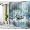 Ambesonne Animal Shower Curtain, Colorful Design Savannah Themed Cartoon Animals Image Art Forest Woodland Print, Cloth Fabric Bathroom Decor Set with Hooks, 69″ W x 84″ L, Multicolor Sky Blue(Blue Grey and White)