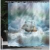 Ambesonne Animal Shower Curtain, Colorful Design Savannah Themed Cartoon Animals Image Art Forest Woodland Print, Cloth Fabric Bathroom Decor Set with Hooks, 69″ W x 84″ L, Multicolor Sky Blue(Blue Grey and White)