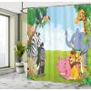 Ambesonne Animal Shower Curtain, Colorful Design Savannah Themed Cartoon Animals Image Art Forest Woodland Print, Cloth Fabric Bathroom Decor Set with Hooks, 69″ W x 84″ L, Multicolor Sky Blue(Multicolor Sky Blue)