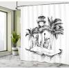 Ambesonne Animal Shower Curtain, Colorful Design Savannah Themed Cartoon Animals Image Art Forest Woodland Print, Cloth Fabric Bathroom Decor Set with Hooks, 69″ W x 84″ L, Multicolor Sky Blue(Black and White)