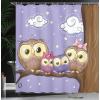 Ambesonne Animal Shower Curtain, Colorful Design Savannah Themed Cartoon Animals Image Art Forest Woodland Print, Cloth Fabric Bathroom Decor Set with Hooks, 69″ W x 84″ L, Multicolor Sky Blue(Lavender and Brown)