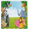 Ambesonne Animal Shower Curtain, Colorful Design Savannah Themed Cartoon Animals Image Art Forest Woodland Print, Cloth Fabric Bathroom Decor Set with Hooks, 69″ W x 84″ L, Multicolor Sky Blue(Multicolor Sky Blue)