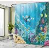 Ambesonne Cartoon Shower Curtain, Floral Fun Print with Colorful Flowers Illustration Whimsical Summer Ornament, Cloth Fabric Bathroom Decor Set with Hooks, 69″ W x 70″ L, Multicolor White(Deep Sky Blue Multicolor)