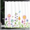 Ambesonne Cartoon Shower Curtain, Floral Fun Print with Colorful Flowers Illustration Whimsical Summer Ornament, Cloth Fabric Bathroom Decor Set with Hooks, 69″ W x 70″ L, Multicolor White(Multicolor White)
