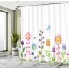 Ambesonne Cartoon Shower Curtain, Floral Fun Print with Colorful Flowers Illustration Whimsical Summer Ornament, Cloth Fabric Bathroom Decor Set with Hooks, 69″ W x 70″ L, Multicolor White(Multicolor White)