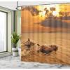 Ambesonne Cartoon Shower Curtain, Floral Fun Print with Colorful Flowers Illustration Whimsical Summer Ornament, Cloth Fabric Bathroom Decor Set with Hooks, 69″ W x 70″ L, Multicolor White(Burnt Orange Multicolor)