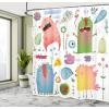 Ambesonne Cartoon Shower Curtain, Floral Fun Print with Colorful Flowers Illustration Whimsical Summer Ornament, Cloth Fabric Bathroom Decor Set with Hooks, 69″ W x 70″ L, Multicolor White(White Multicolor)