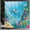 Ambesonne Cartoon Shower Curtain, Floral Fun Print with Colorful Flowers Illustration Whimsical Summer Ornament, Cloth Fabric Bathroom Decor Set with Hooks, 69″ W x 70″ L, Multicolor White(Deep Sky Blue Multicolor)
