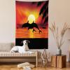 Ambesonne Cat Tapestry, Cartoon Cat in Various Poses Sleepy Lying Dreaming Expression Comic, Wall Hanging for Bedroom Living Room Dorm Decor, 40″ X 60″, Turquoise Apricot(Orange Black)