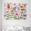Ambesonne Cat Tapestry, Cartoon Cat in Various Poses Sleepy Lying Dreaming Expression Comic, Wall Hanging for Bedroom Living Room Dorm Decor, 40″ X 60″, Turquoise Apricot(Multicolor)