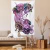 Ambesonne Cat Tapestry, Cartoon Cat in Various Poses Sleepy Lying Dreaming Expression Comic, Wall Hanging for Bedroom Living Room Dorm Decor, 40″ X 60″, Turquoise Apricot(Purple Pink)
