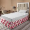 Ambesonne Strawberry Bed Skirt, Continuous Cartoon Style Simplistic Summer Time Strawberries Art, Elastic Bedskirt Dust Ruffle Wrap Around for Bedding Decor, Full, Rose Dark Pink and Green(Pink White)