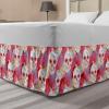 Ambesonne Strawberry Bed Skirt, Continuous Cartoon Style Simplistic Summer Time Strawberries Art, Elastic Bedskirt Dust Ruffle Wrap Around for Bedding Decor, Full, Rose Dark Pink and Green(Pink White)