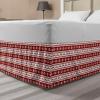 Ambesonne Strawberry Bed Skirt, Continuous Cartoon Style Simplistic Summer Time Strawberries Art, Elastic Bedskirt Dust Ruffle Wrap Around for Bedding Decor, Full, Rose Dark Pink and Green(Red White)