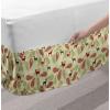 Ambesonne Strawberry Bed Skirt, Continuous Cartoon Style Simplistic Summer Time Strawberries Art, Elastic Bedskirt Dust Ruffle Wrap Around for Bedding Decor, Full, Rose Dark Pink and Green(Olive Green Pale Green)