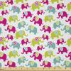 Ambesonne Animal Cartoon Fabric by The Yard, s with Ornaments Joyous Friendly Pattern, Microfiber Fabric for Arts and Crafts Textiles & Decor, 2 Yards, Green Blue Pink