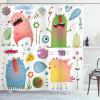 Ambesonne Cartoon Shower Curtain, Floral Fun Print with Colorful Flowers Illustration Whimsical Summer Ornament, Cloth Fabric Bathroom Decor Set with Hooks, 69″ W x 70″ L, Multicolor White(White Multicolor)