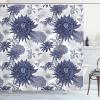Ambesonne Cartoon Shower Curtain, Floral Fun Print with Colorful Flowers Illustration Whimsical Summer Ornament, Cloth Fabric Bathroom Decor Set with Hooks, 69″ W x 70″ L, Multicolor White(Off White Dark Indigo)