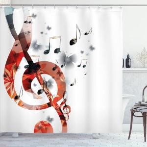 Ambesonne Alice in Wonderland Shower Curtain, White Rabbit is Talking Fictional Fantasy and Alice Themed Print, Cloth Fabric Bathroom Decor Set with Hooks, 69″ W x 70″ L, White Blue Black(Pale Rust)