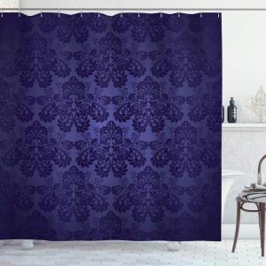 Ambesonne Alice in Wonderland Shower Curtain, White Rabbit is Talking Fictional Fantasy and Alice Themed Print, Cloth Fabric Bathroom Decor Set with Hooks, 69″ W x 70″ L, White Blue Black(Dark Blue)