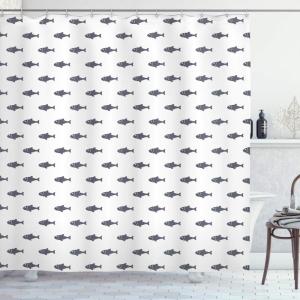 Ambesonne Animal Shower Curtain, Colorful Design Savannah Themed Cartoon Animals Image Art Forest Woodland Print, Cloth Fabric Bathroom Decor Set with Hooks, 69″ W x 84″ L, Multicolor Sky Blue(Charcoal White)